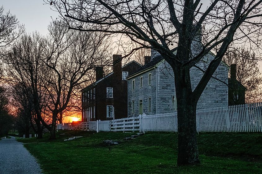 Old Stone Shop and West Family Dwelling at Shaker Village of Pleasant Hill.
