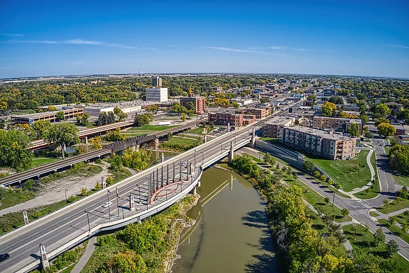 Aerial view of Moorhead, Minnesota.
