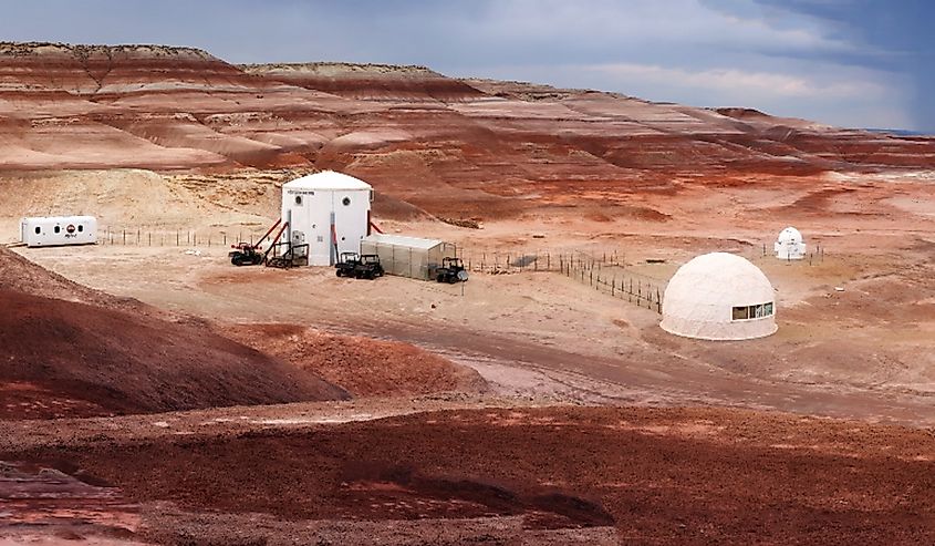 Panorama of the Mars Desert Research Station in Hanksville, Utah.