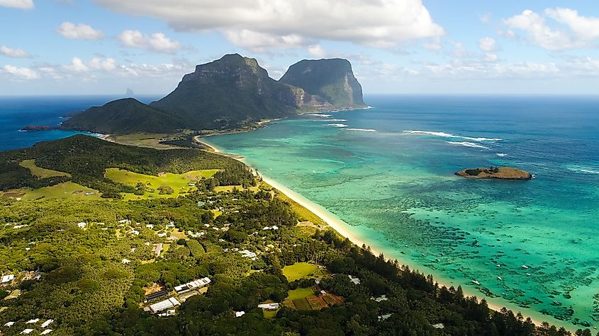 Aerial view of Lord Howe Island in New South Wales, Australia
