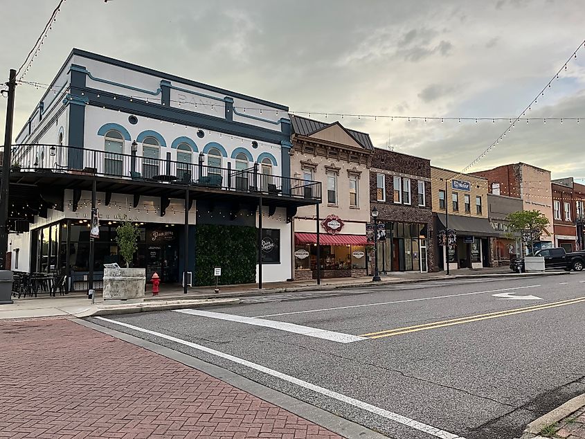 Historic buildings in downtown Tuscumbia, Alabama.