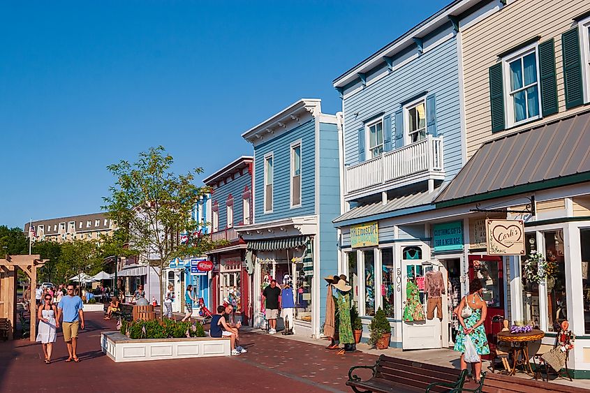 Tourists stroll through Washington Street Mall in Cape May, New Jersey.