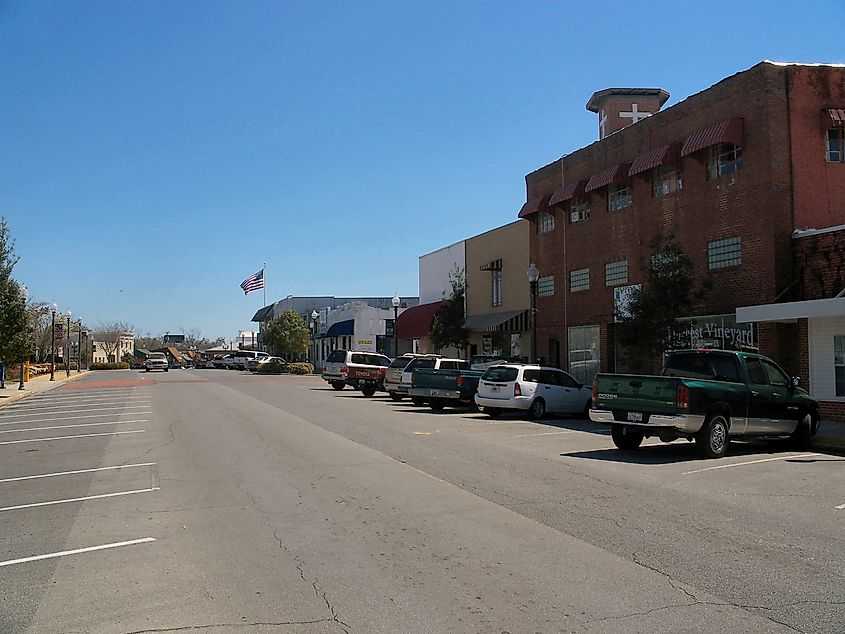View of the main street in Crestview, Florida.