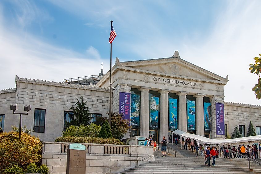 The John G Shedd Aquarium building in Chicago, IL