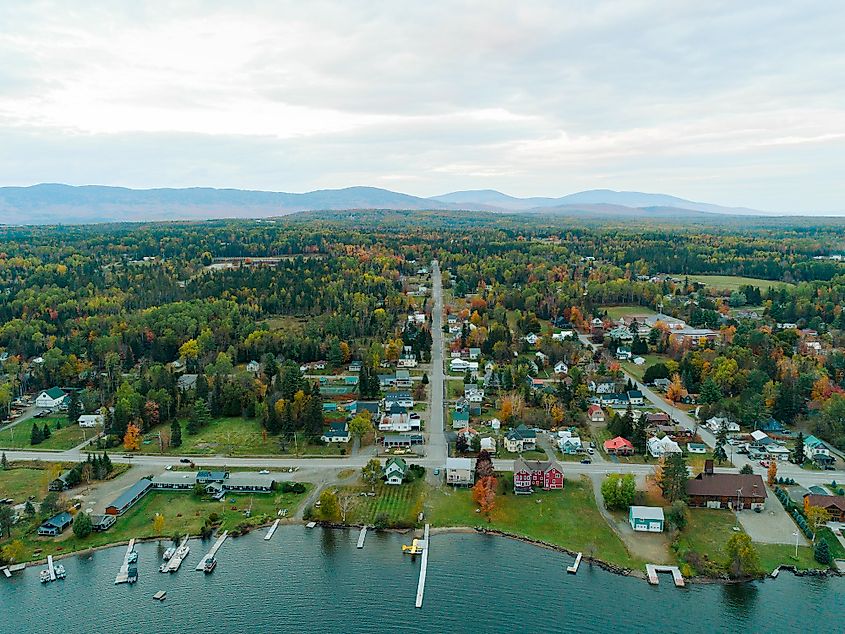 Aerial view of Rangeley, Maine.