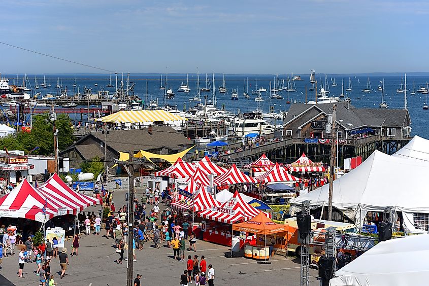 Aerial view of Rockland Harbor during Rockland Lobster Festival 