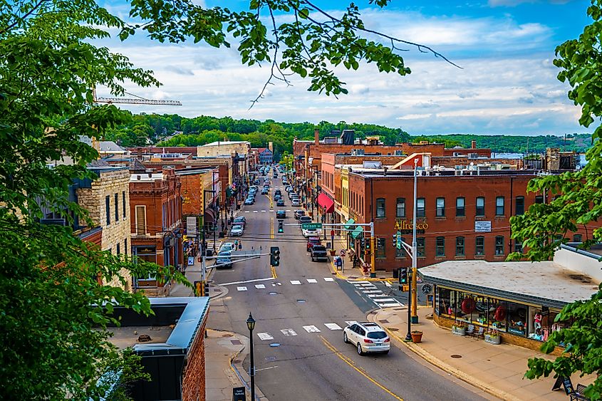 Aerial view of Stillwater, Minnesota. 