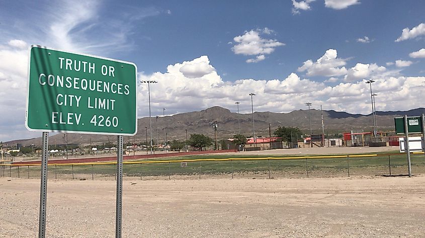 City road sign in Truth or Consequences, NM, via SportsGuy789 