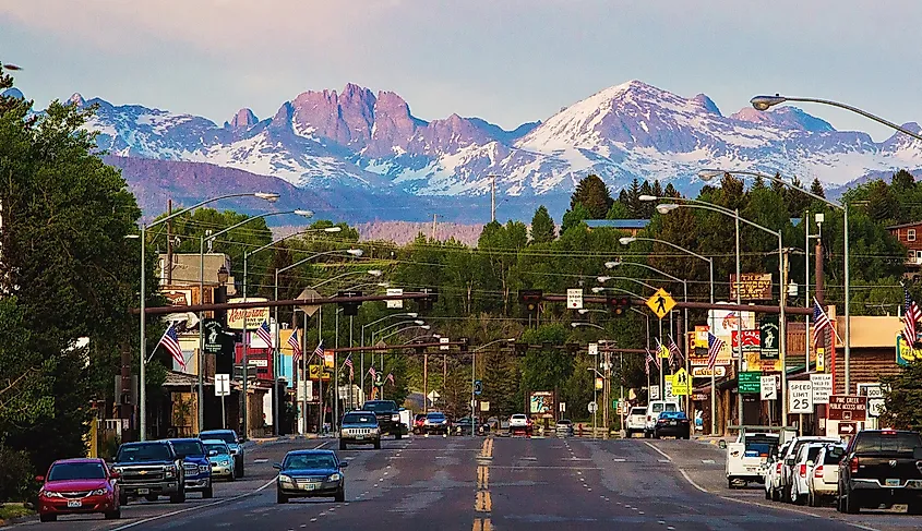 View of the main street in Pinedale, Wyoming.