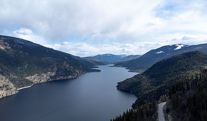 An aerial view of Adams lake in Canada