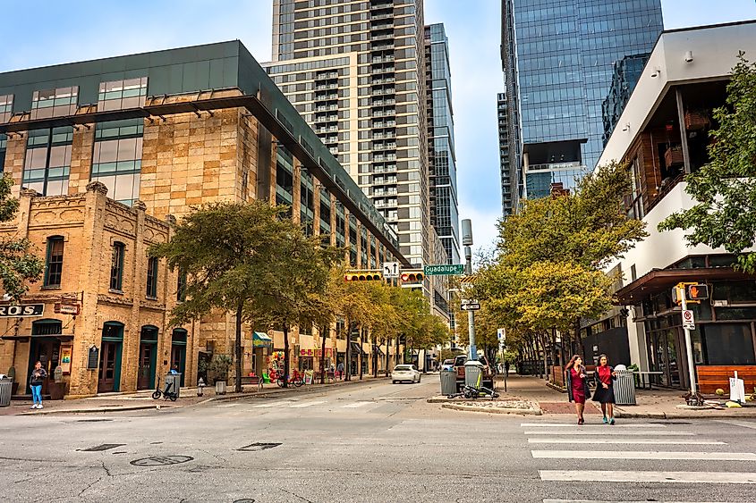 Street view in the city of Austin, Texas.