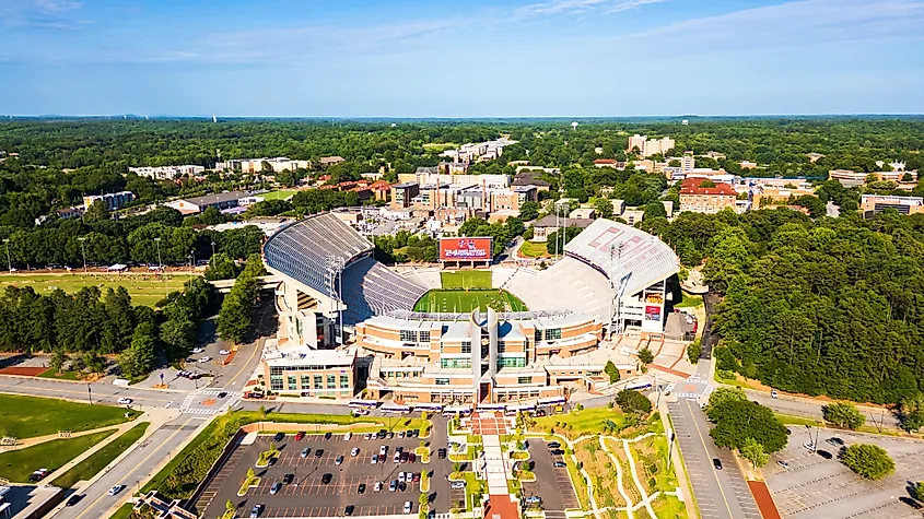 Memorial Stadium on the Clemson University Campus in Clemson, South Carolina.