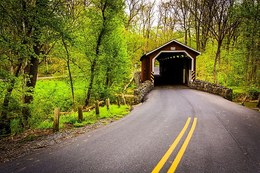 Kurtz's Mill Covered Bridge in Lancaster County Central Park, Pennsylvania.