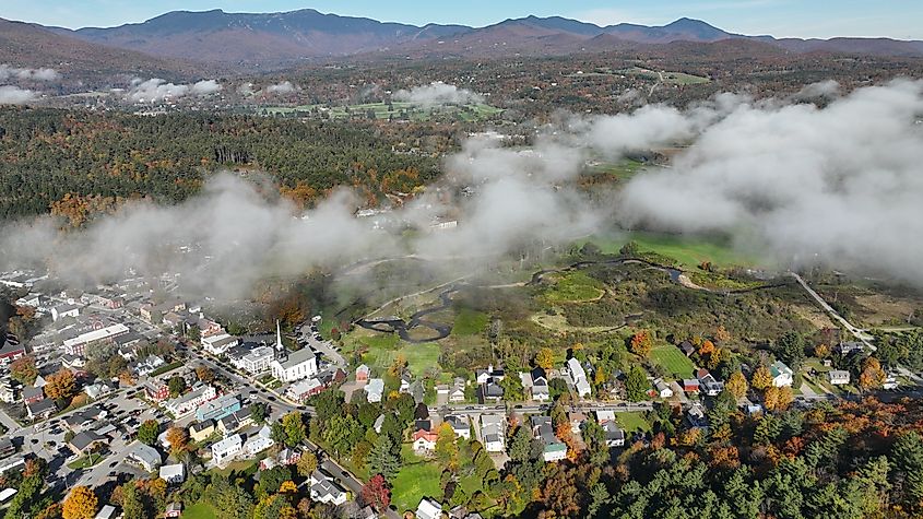 Aerial view of Woodstock, Vermont.