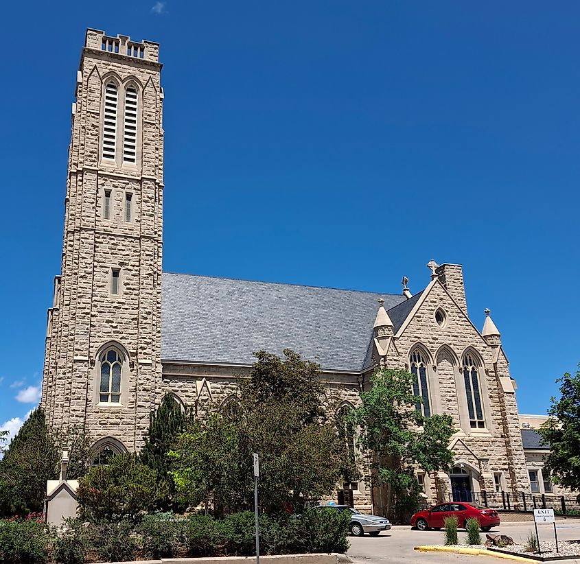 St. Mary's Cathedral in Cheyenne, Wyoming, seen from the south side.
