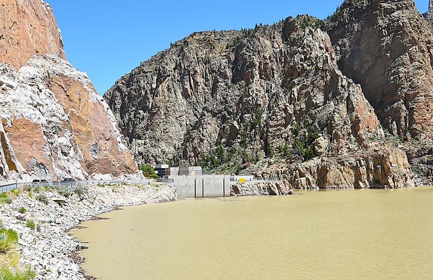 Buffalo Bill Dam and Reservoir in Cody, Wyoming.