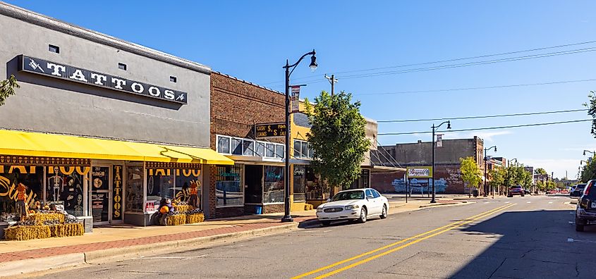 Old business district along Pruett Street in Paragould, Arkansas.