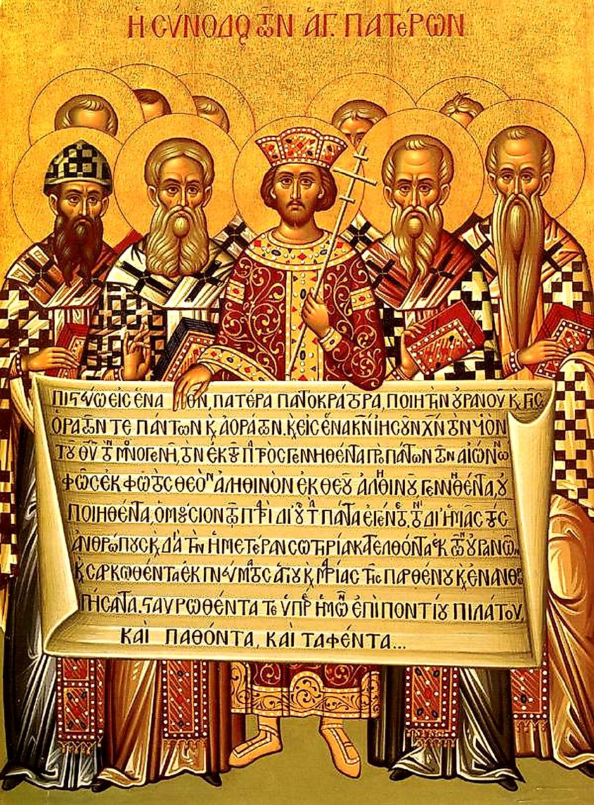 Icon depicting Constantine and the bishops of the Council of Nicaea