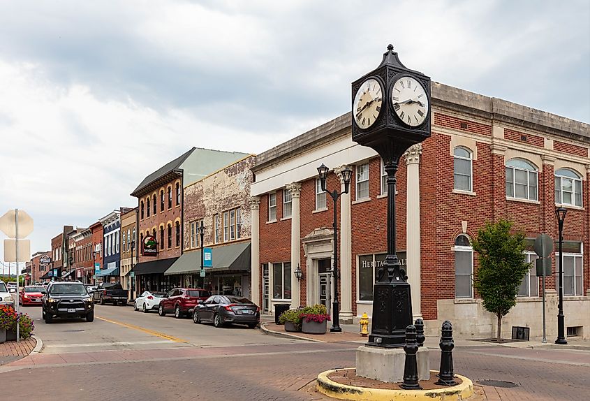 The Old Historic buildings at Main Street in Cape Girardeau, Missouri.