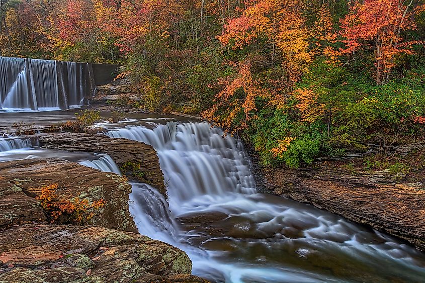 View of DeSoto Falls near the town of Mentone, Alabama.