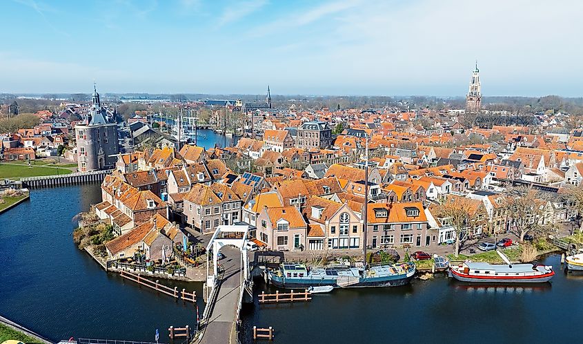 Aerial from the historical city Enkhuizen in the Netherlands. Via Shutterstock / Steve Photography.