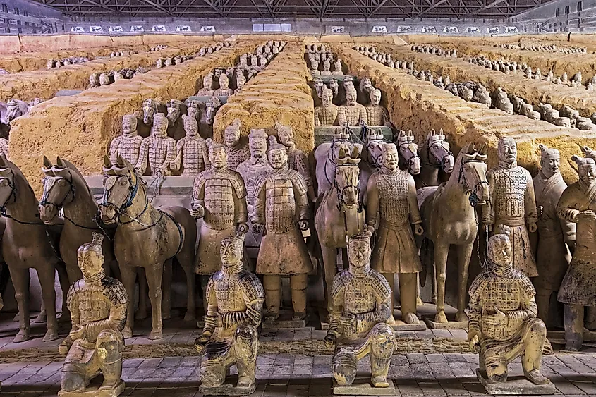 The world famous Terracotta Army, part of the Mausoleum of the First Qin Emperor and a UNESCO World Heritage Site located in Xian China.