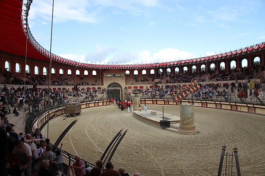 Puy du fou theme park - the arenes with the velarium deployed