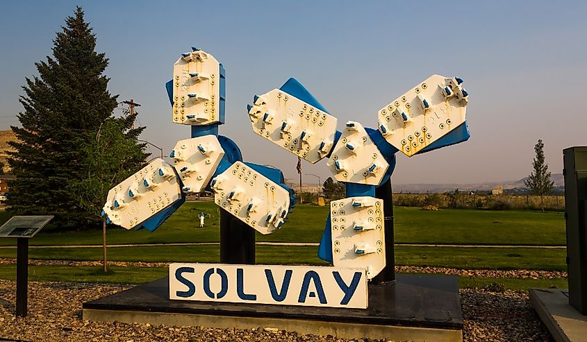Mining Memorial Park exhibits by Solvay in Green River, Wyoming