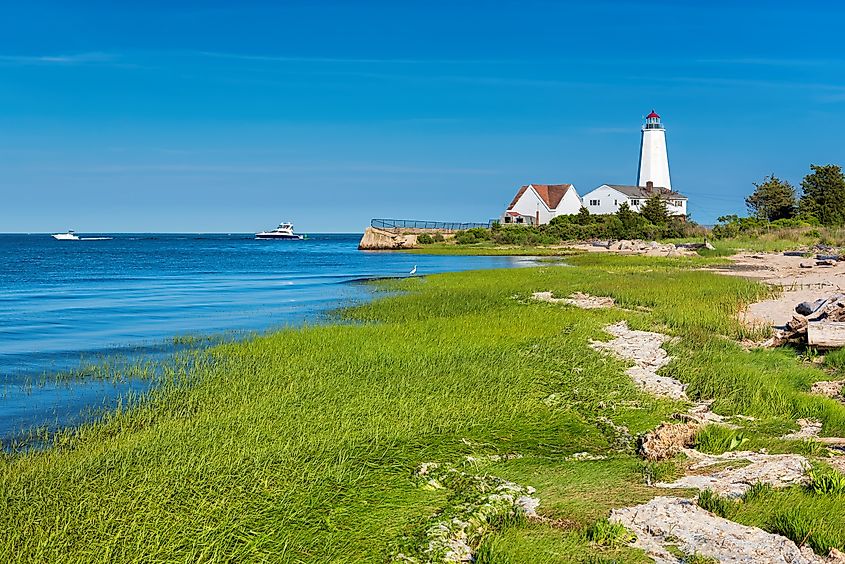 Beautiful Lynde Point Lighthouse, Old Saybrook, Connecticut.