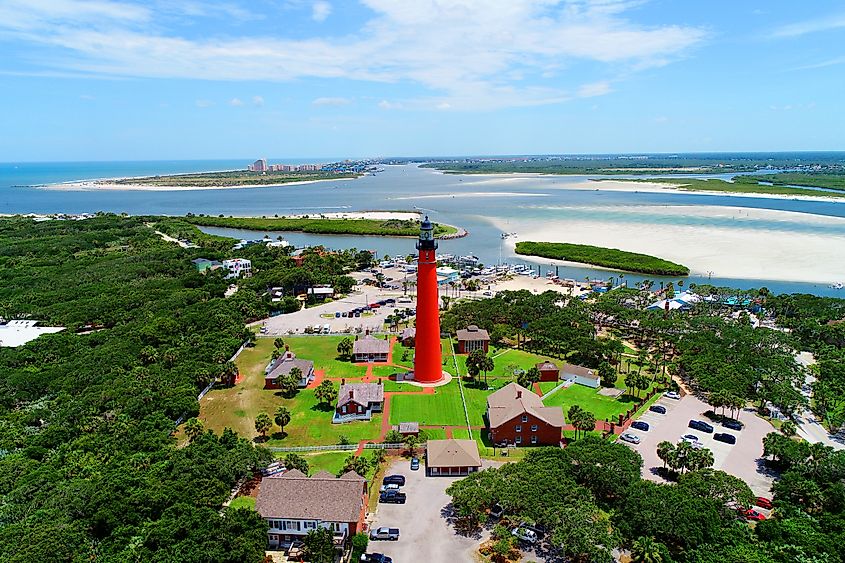 The Ponce de Leon Inlet Light is a lighthouse and museum located at Ponce de León Inlet. Editorial credit: Dennis MacDonald / Shutterstock.com