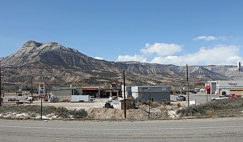 A view of part of the town of Parachute, Colorado.
