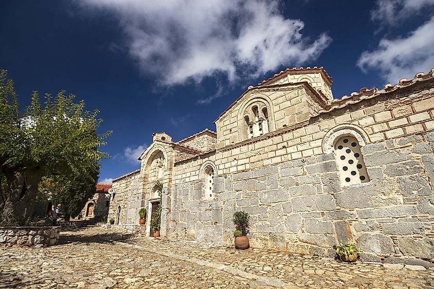 View of the historic Greek Orthodox monastery of Sagmata, in Boeotia, in Greece