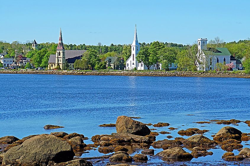 Three Churches in Mahone Bay, Nova Scotia.