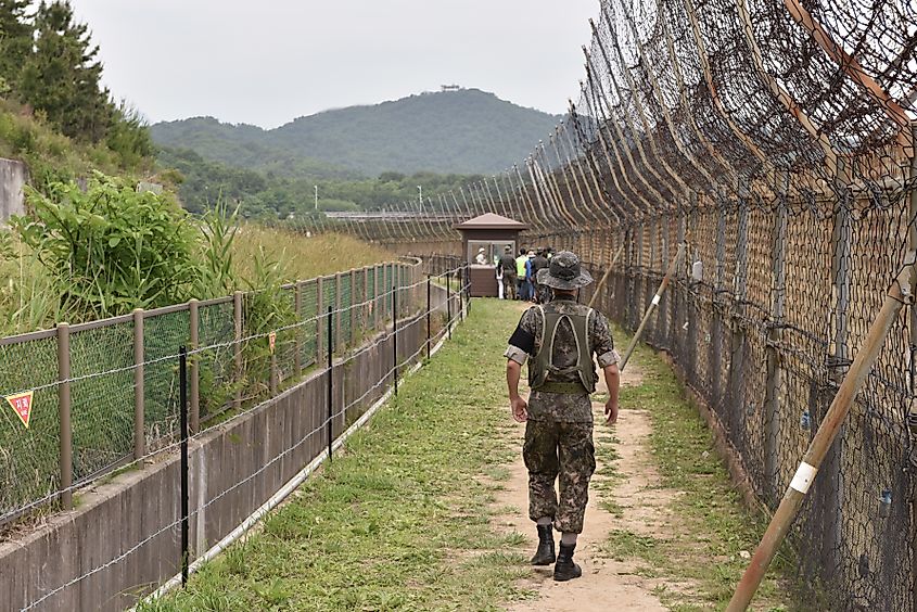 South Korean soldier patrols the DMZ