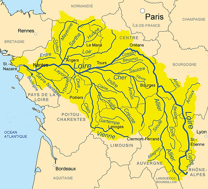 europe map with rivers