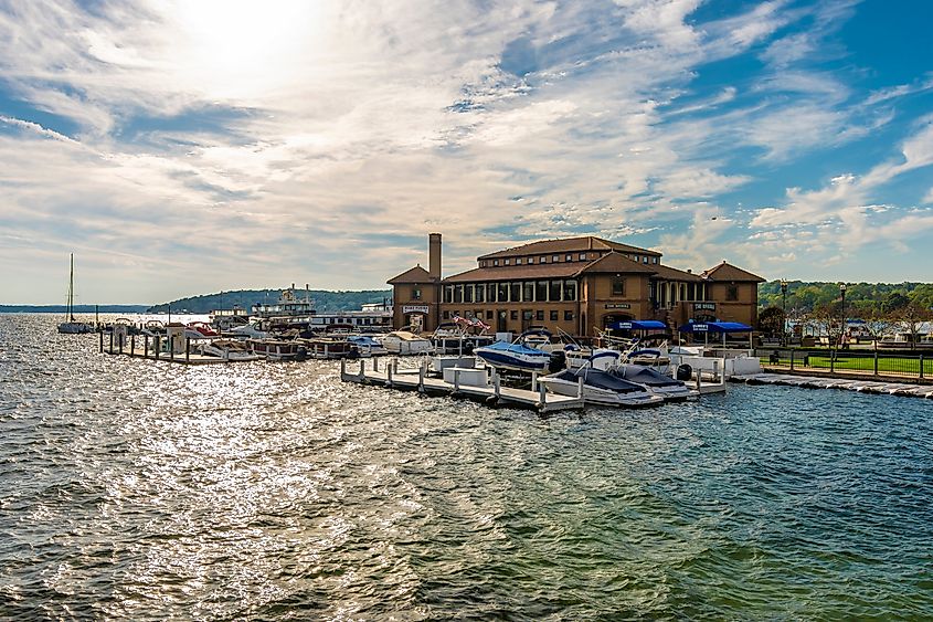 The boat house along Lake Geneva in Wisconsin.