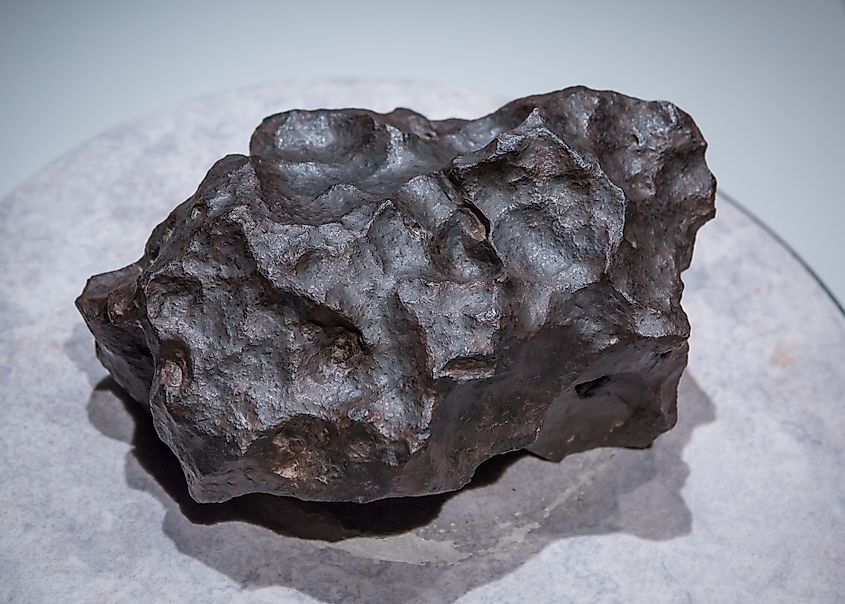 A piece of a meteorite close up