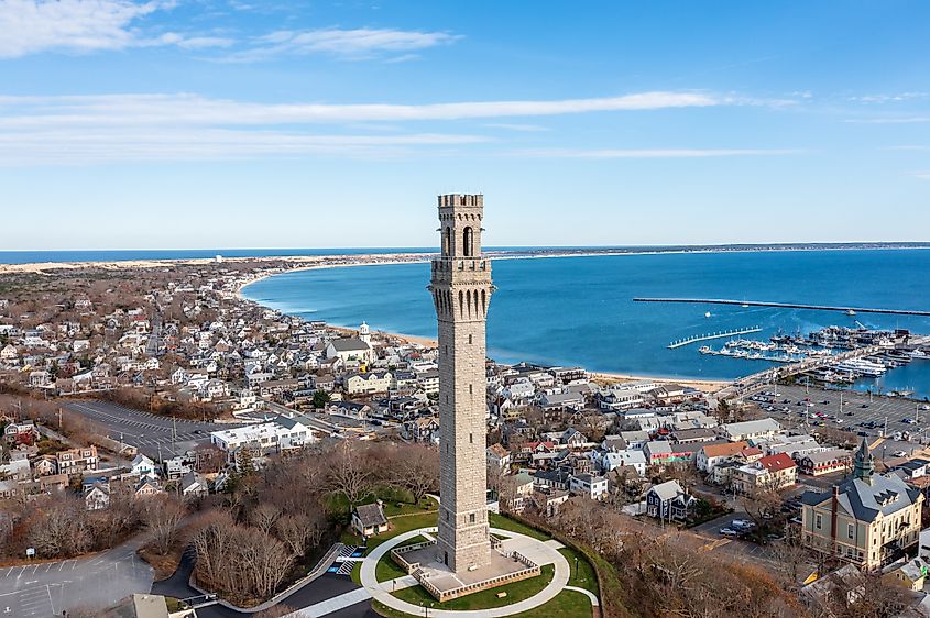 Aerial view of Provincetown, located in Cape Cod, Massachusetts.