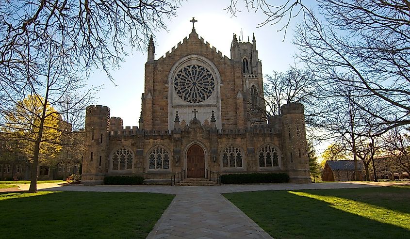 A road to All Saints' Chapel in Sewanee, Tennessee.