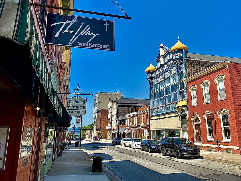 Main Street from just past the corner of South Alexandria Street in downtown Latrobe, Pennsylvania.