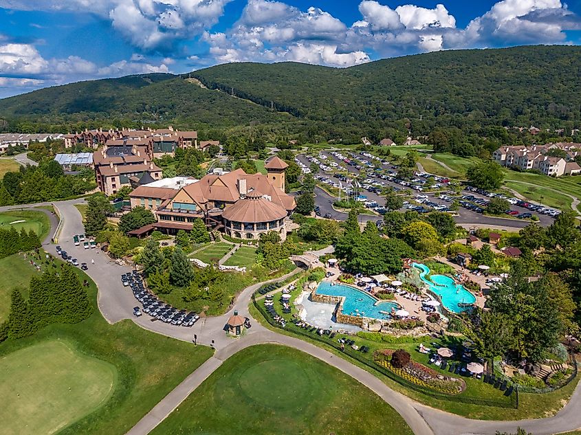 Aerial view of Crystal Springs Resort in Hamburg, New Jersey