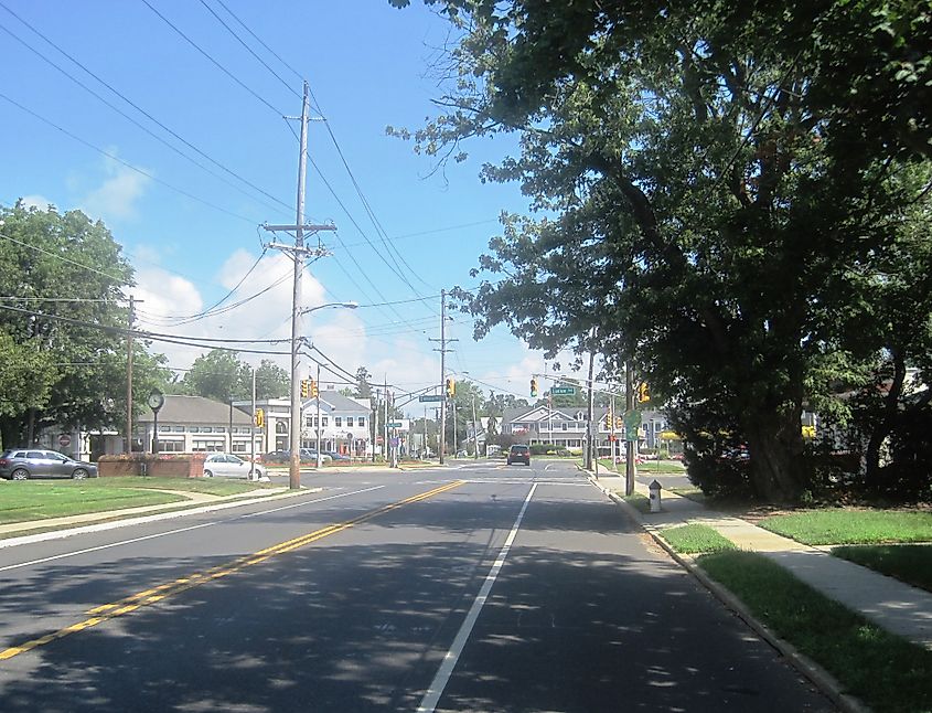 The center of Spring Lake Heights, along northbound New Jersey Route 71 approaching Allaire Road (County Route 524).