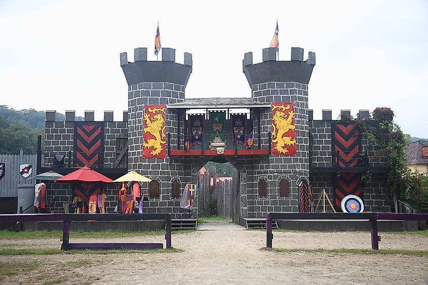 The jousting field and castle at the New York Renaissance Faire in Tuxedo, NY