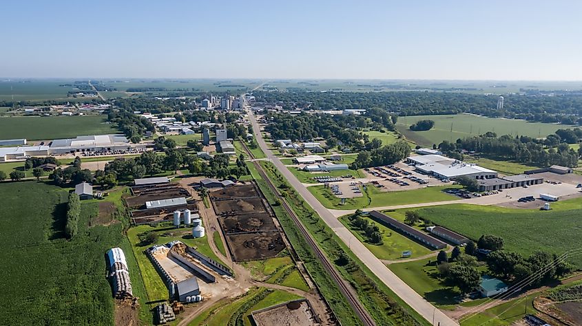 Aerial view of Sheldon, Iowa.
