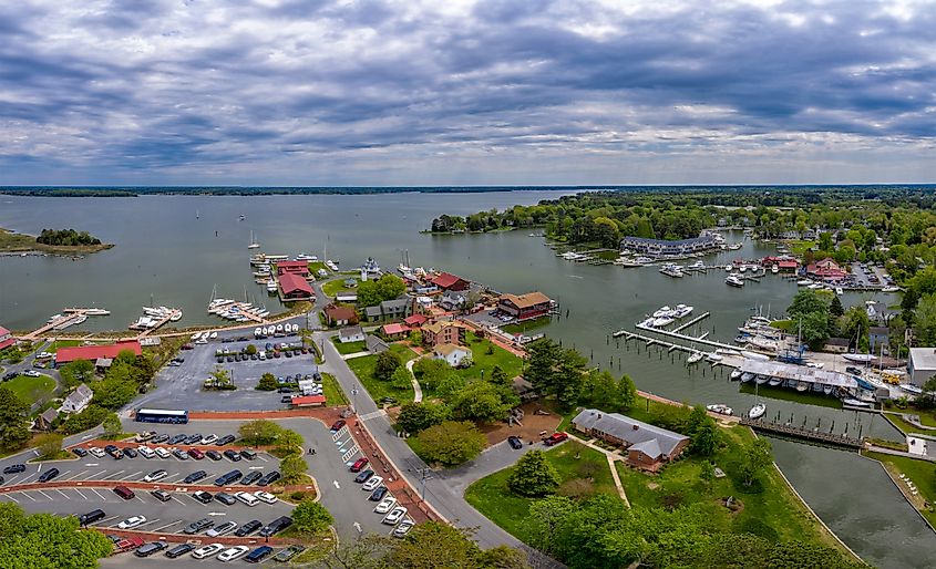 Aerial view of St. Michaels Maryland.