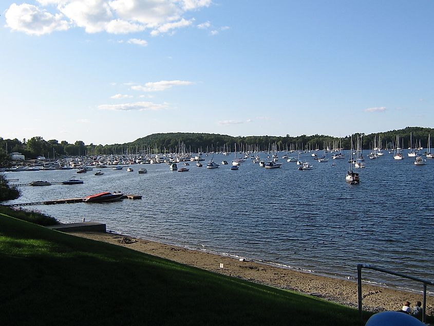 View of Malletts Bay (part of Lake Champlain) from Bayside Park near the center of Colchester