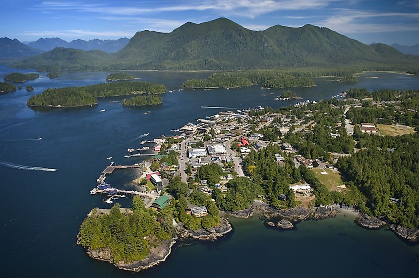 Aerial view of Tofino, British Columbia.