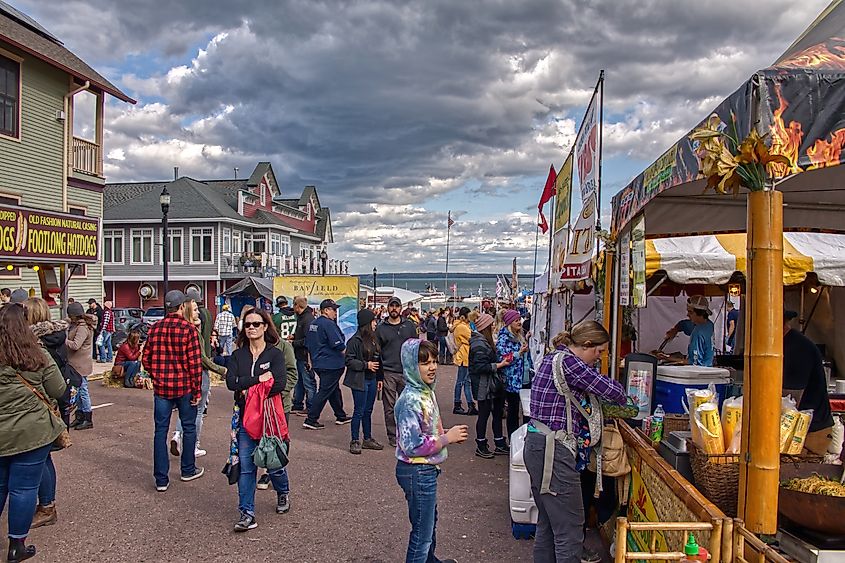 People celebrating the Annual Applefest in Bayfield, Wisconsin