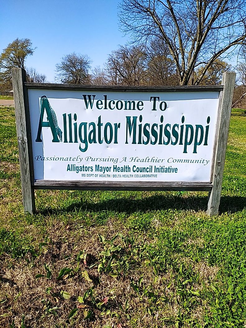 Alligator Welcome Sign located just off US Highway 61