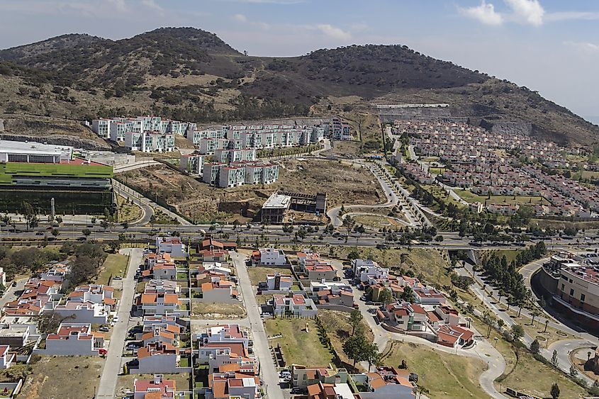 Aerial view of Atizapán de Zaragoza near Mexico City in Mexico.